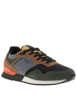 Baskets running en cuir multicolores avec semelle à talon plat et lacets