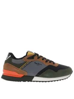 Baskets running en cuir multicolores avec semelle à talon plat et lacets
