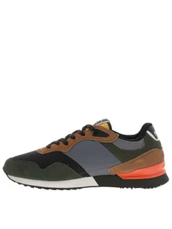 Baskets running en cuir multicolores avec semelle à talon plat et lacets
