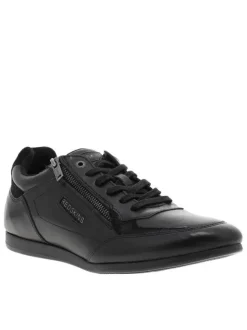 Baskets running en cuir noires avec semelle à talon plat et glissière