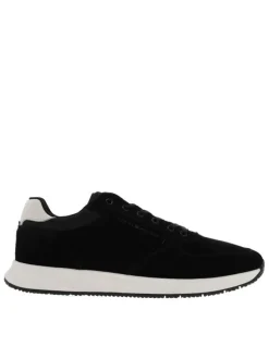Baskets running en cuir noires à talon plat avec des lacets