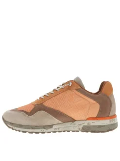 Baskets running en cuir orange à talon plat et à lacets élastiqués avec noeuds