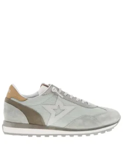 Baskets running en cuir vert à talon plat et à lacets élastiqués ronds