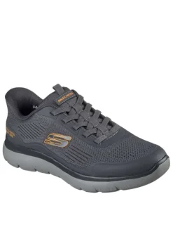 Baskets running grises à semelle plate avec une fermeture slip-on