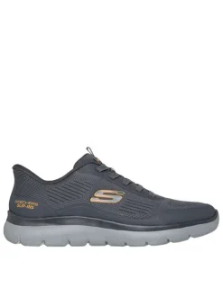 Baskets running grises à semelle plate avec une fermeture slip-on