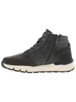 Baskets running grises à talon plat avec un zip et des lacets ronds