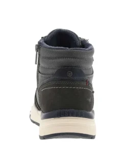 Baskets running grises à talon plat avec un zip et des lacets ronds