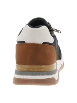 Baskets running kaki à semelle plate avec des lacets et un zip latéral