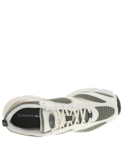 Baskets running kakis et blanches avec des détails en filet et à lacets plats
