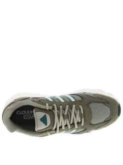 Baskets running kaki à talon plat et à lacets ronds avec logo vert