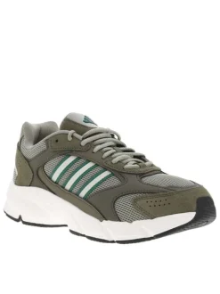 Baskets running kaki à talon plat et à lacets ronds avec logo vert