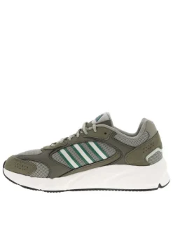 Baskets running kaki à talon plat et à lacets ronds avec logo vert