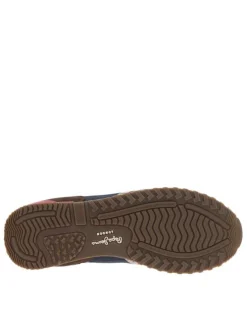 Baskets running marine et marrons à semelle plate avec le nom de la marque