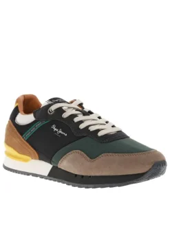 Baskets running multicolores à talon plat et à lacets plats gris