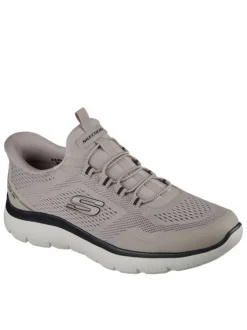Baskets running taupe à semelle plate avec une fermeture slip-on