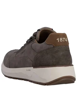 Baskets running taupe à talon plat avec des lacets et un zip latéral