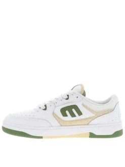 Baskets skate blanches à talon plat avec un logo en relief au talon