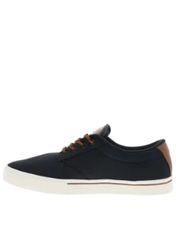 Baskets skate bleu marine avec un talon plat et des lacets ronds marron