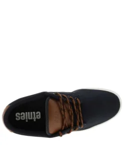 Baskets skate bleu marine avec un talon plat et des lacets ronds marron