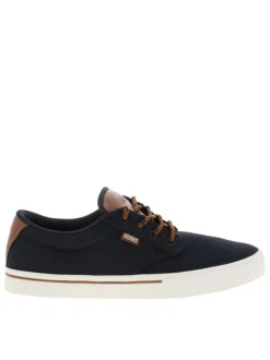 Baskets skate bleu marine avec un talon plat et des lacets ronds marron