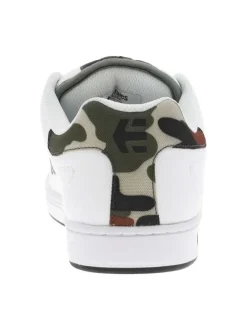 Baskets skate en cuir blanches à talon plat avec logo et empiècement camouflage