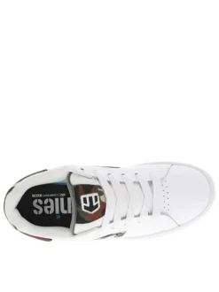 Baskets skate en cuir blanches à talon plat avec logo et empiècement camouflage