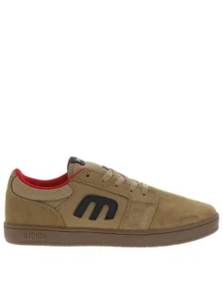 Baskets skate en cuir camel à talon plat avec logos noirs et semelle marron