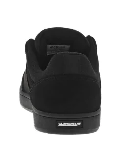 Baskets skate en cuir noires à talon plat avec logos et lacets plats noirs