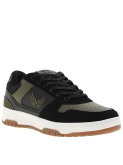 Baskets skate kaki à talon plat pourvues du logo de la marque