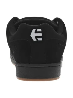 Baskets skate noires en cuir à semelle marron avec logos blancs et lacets noirs