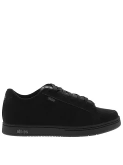 Baskets skate noires à talon plat à lacets tressés avec une languette épaisse