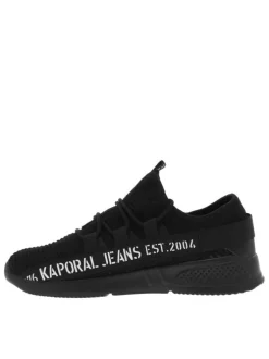 Baskets sneakers slip-on en textile stretch noir à semelle compensée