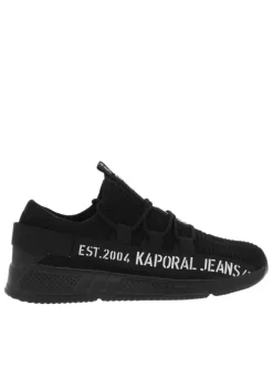 Baskets sneakers slip-on en textile stretch noir à semelle compensée
