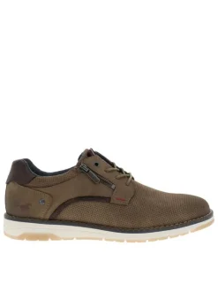 Baskets taupe à talon plat avec des lacets et un zip latéral