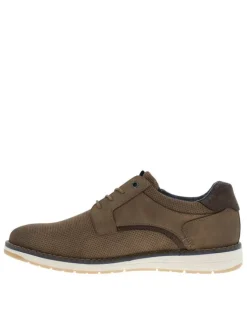 Baskets taupe à talon plat avec des lacets et un zip latéral