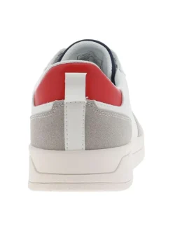 Baskets tennis blanches avec patch gris en velours à semelle plate