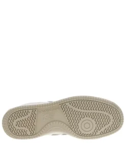 Baskets tennis blanches et beiges à talon plat avec logos et lacets blancs