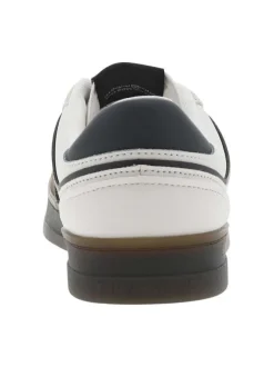 Baskets tennis blanches et kaki à talon plat avec logo et à lacets plats