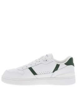 Baskets tennis blanches et vertes plates avec des lacets plats