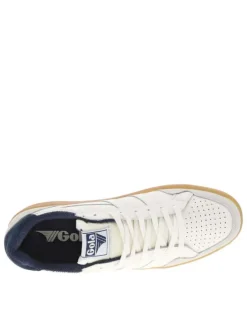Baskets tennis bleues à semelle à talon plat et à lacets plats avec nom iconique