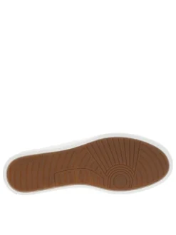 Baskets tennis en cuir blanches à semelle plate logotypée et à lacets plats