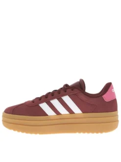 Baskets tennis en cuir bordeaux et à lacets avec empiècement rose