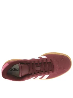 Baskets tennis en cuir bordeaux et à lacets avec empiècement rose