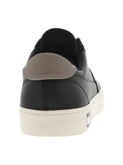 Baskets tennis en cuir noires à semelle plate et à lacets plats