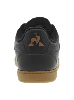 Baskets tennis noires à talon plat et à lacets plats avec logo marron