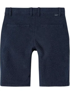 Bermuda chino en coton marine avec des pois et une coupe regular fit