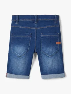 Bermuda indigo pour garçon effet délavé et froissé coupe slim