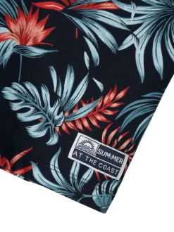 Bermuda jogging en coton biologique marine imprimé tropical à coupe regular fit