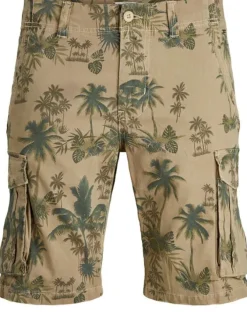 Bermuda avec imprimé palmiers en coton coupe regular pour homme camel regular