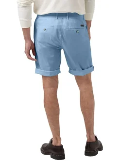 Bermuda Chino bleu uni avec une coupe ajustée et des ourlets